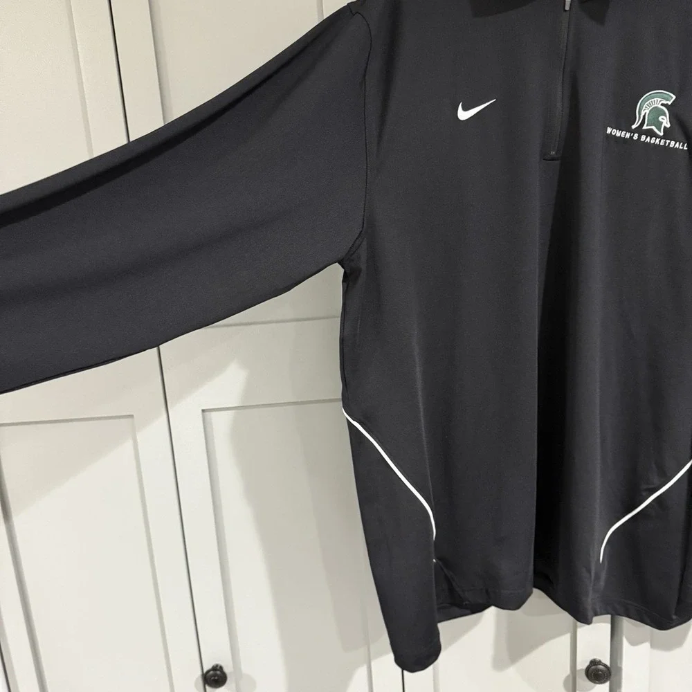 Michigan State Spartans MSU 1/4 Zip Pullover Nike Dri-Fit Black Men's XL Logo